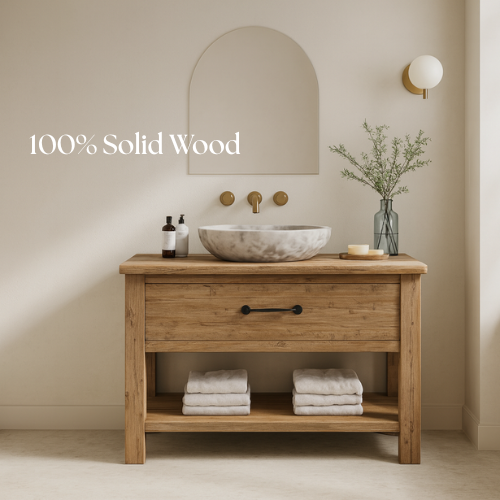 Handcrafted Solid Oak Bathroom Vanity – Live Edge Wood Console