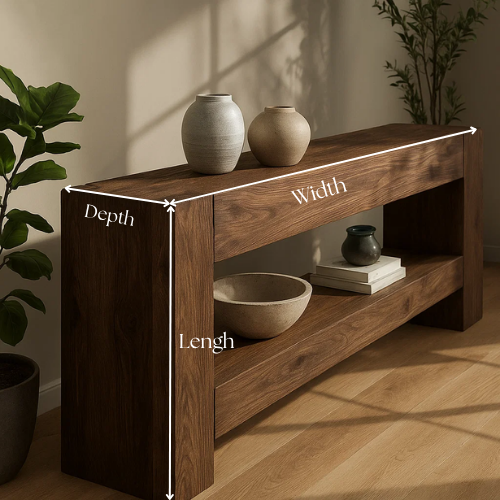 Handcrafted Solid Wood Minimalist Console, Console Table