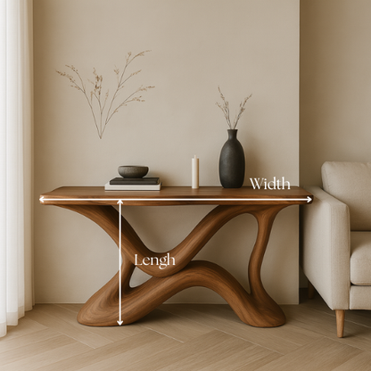 Handcrafted Solid Wood Rhythm Console Table – Contemporary Organic Design