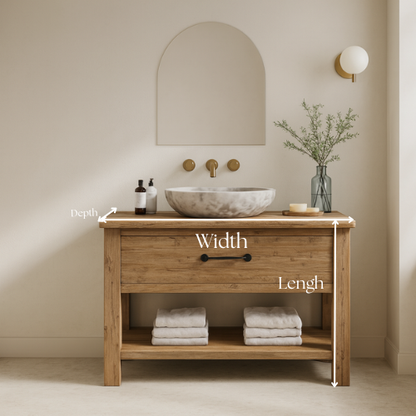Handcrafted Solid Oak Bathroom Vanity – Live Edge Wood Console