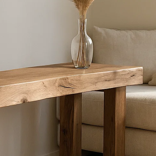 Handcrafted Solid Wood Live Edge Console, Console Table