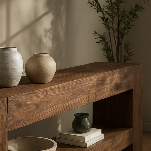 Handcrafted Solid Wood Minimalist Console, Console Table